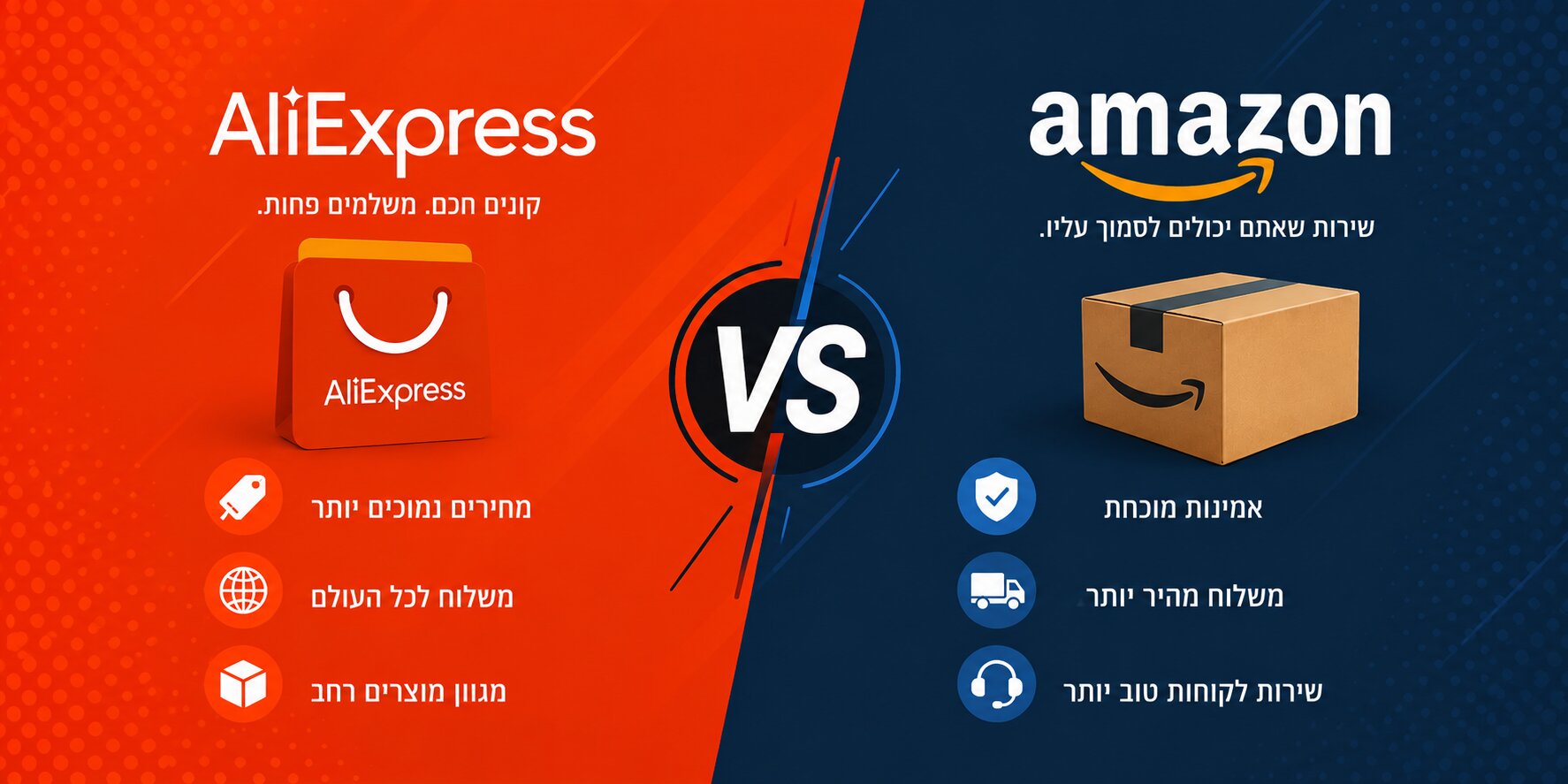 אמזון מול AliExpress לישראל — מה עדיף לקנייה?